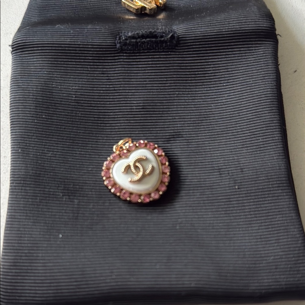 CC upcycled charm white gold pink